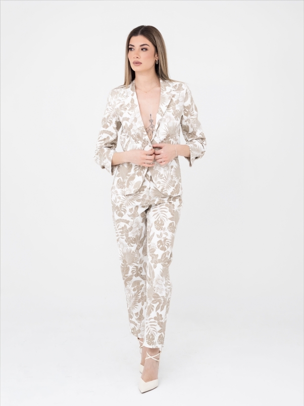 Beige Floral Muse Suit Set