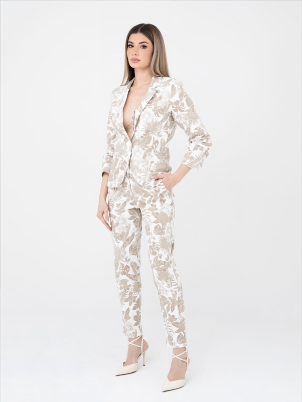 Beige Floral Muse Suit Set