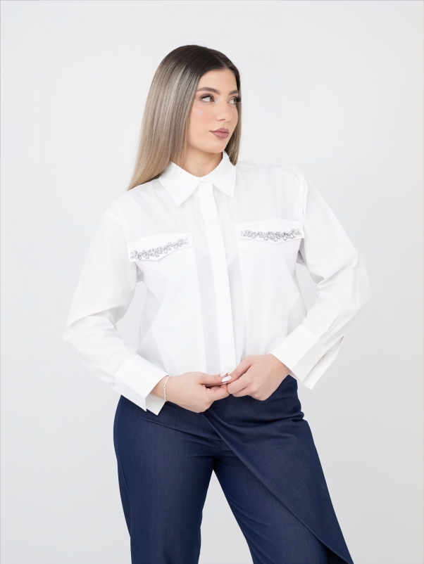 ΛΕΥΚΟ ΠΟΥΚΑΜΙΣΟ ΜΕ ΣΤΡΑΣ