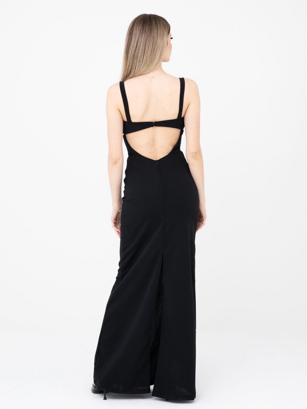 ΜΑΥΡΟ ΜΑΚΡΥ ΦΟΡΕΜΑ ΜΕ ΠΙΣΩ ΤΥΠΟΥ ΣΟΥΤΙΕΝ