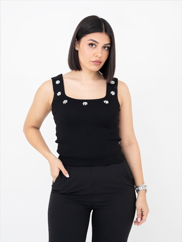 ΜΠΛΟΥΖΑ ΑΜΑΝΙΚΗ ΜΕ ΠΕΡΛΕΣ ΛΟΥΛΟΥΔΙΑ - ΜΑΥΡΗ