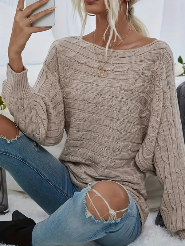 Soft Cable Knit Sweater – Beige
