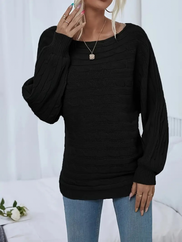 Soft Cable Knit Sweater – Black