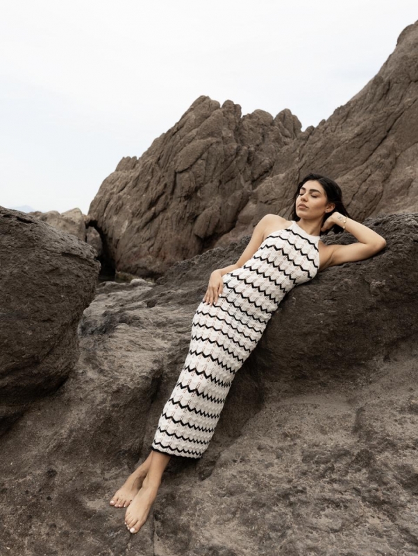 Ζιγκ Ζαγκ Πλέκτο Φόρεμα